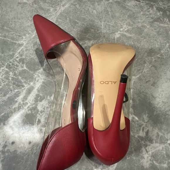 Aldo Holiday Red Clear Cinderella Style Stiletto Heels Ladies SZ 7 - Picture 6 of 6